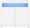 MODFU Sideboard nrichte Sideboard Schrank Beistellschrank (Buffet Holz Aufbewahrungsvitrine TV-Ständer), Hochglanz mit LED-Licht, Weiß Bild 5