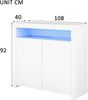 MODFU Sideboard nrichte Sideboard Schrank Beistellschrank (Buffet Holz Aufbewahrungsvitrine TV-Ständer), Hochglanz mit LED-Licht, Weiß Bild 3