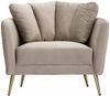 Dmora Sessel Foster, Gepolsterter Sitz, Einzelsofa im Wohnzimmer, Stuhl mit Armlehnen, 88x77 h74 cm, Grau und Gold Bild 4