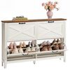 VASAGLE Schuhschrank 4 Klappen, Schuhkipper, freistehendes schmales Schuhregal, weiß Bild 2