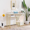 M MCombo Schreibtisch mit Schubladen, Schminktisch ohne Spiegel Marmor-Weiß Gold, Nageltisch aus Holz Metallgestell, Computertisch Wohnzimmer Modern, 109 x 45,5 x 81cm, 2407 Bild 2