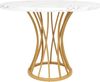 Esstisch B 80 x T 80 x H 76 cm, MDF mit Marmoroptik, goldfarbene Metallbeine,Weiß und Golden Bild 5