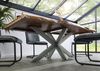 Baumtisch Sheesham 240x100x77 natur sandgestrahlt / Kreuzgestell silber matt FREEFORM 5 Bild 3