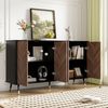Modernes Sideboard mit Fischgrätmuster – Buffet Schrank mit 4 Türen & höhenverstellbaren Regalen – MDF Holz & Metallfüße – Stauraum für Wohnzimmer, Flur & Esszimmer Bild 5