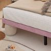 Polsterbett 140x200 Kinderbett mit LED Lichtstreifen Kopfteil Samt Beige Rosa Holzlatten Jugendbett Design Bett Bild 5