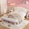 Polsterbett 140x200 Kinderbett mit LED Lichtstreifen Kopfteil Samt Beige Rosa Holzlatten Jugendbett Design Bett Bild 2