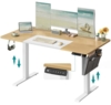 Songmics Höhenverstellbarer Schreibtisch elektrisch, stufenlos verstellbar, gespleißte Platte, Memory-Funktion, pastellgelb-basisweiß, 60x140 x (72-120) cm