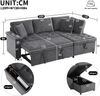 Ecksofa rechts 209x130x84 cm in Dunkelgrau aus Chenille mit Ausziehfunktion, Stauraum und USB-Anschluss Bild 5