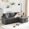 Ecksofa rechts 209x130x84 cm in Dunkelgrau aus Chenille mit Ausziehfunktion, Stauraum und USB-Anschluss Bild 4
