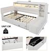 Merax Daybett mit LED Lichtleiste, USB & Typ-C, Samt (Schlafsofa Sofabett Jugendbett Kinderbett, 1 tlg), Tagesbett 90x190cm mit 2 Schubladen,Ablagefach,Stauraumbank am Fußende Bild 4