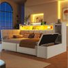 Merax Daybett mit LED Lichtleiste, USB & Typ-C, Samt (Schlafsofa Sofabett Jugendbett Kinderbett, 1 tlg), Tagesbett 90x190cm mit 2 Schubladen,Ablagefach,Stauraumbank am Fußende Bild 5