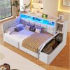 Merax Daybett mit LED Lichtleiste, USB & Typ-C, Samt (Schlafsofa Sofabett Jugendbett Kinderbett, 1 tlg), Tagesbett 90x190cm mit 2 Schubladen,Ablagefach,Stauraumbank am Fußende Bild 2