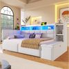 Merax Daybett mit LED Lichtleiste, USB & Typ-C, Samt (Schlafsofa Sofabett Jugendbett Kinderbett, 1 tlg), Tagesbett 90x190cm mit 2 Schubladen,Ablagefach,Stauraumbank am Fußende Bild 3