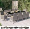 vidaXL Gartenmöbel Set 11-TLG. Schwarz Grau Rattan Kissen Gartentisch Stuhl Bild 2