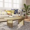 Mitte des Jahrhunderts zeitgenössischer ovaler Kaffeetisch, Landholz Cocktail Tisch Wohnzimmer Büro Home Dekoration Multifunktionszentrum Tisch, Holz, Natur, 60 x 120 x 41,5 cm Bild 4