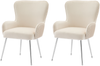 Esszimmerstuhl 2er-Set, Samt mit Armlehnen & verstellbaren Füßen, Beige Bild 5