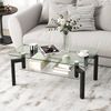COSTWAY Couchtisch, mit gehärtetem Glas Tischplatte, Metallbeine, 100x60x43cm Bild 5