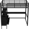 Hochbett 140 × 200 cm mit Metallrahmen, L-förmigem Schreibtisch und 4 Schubladen, schwarz Bild 5