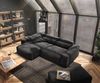 Delife 'Sirpio XL' Ecksofa mit variabler Recamiere, 270x170 cm, Schwarz, Mikrofaser, mit Hocker Bild 5