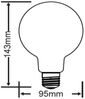 E27 Filament LED - 8 Watt, 806 Lumen, warmweiß, Ø9,5cm - 3 Stufen Dimmer Bild 3