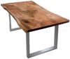 KAWOLA Esstisch LORE 200x100cm massiv mit Baumkante Nussbaumfarben Fuß silber Bild 3