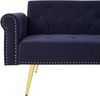 Sofa 2-Sitzer mit verstellbarer Doppel-Rückenlehne, Samt (Antique Blue), Schlaffläche 147x85 cm, vergoldete Metalllfüße Bild 5