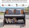 COSTWAY Gartenbank, Polyrattan mit Stauraum, klappbaren Seitenablagen & Kissen 120cm Bild 3