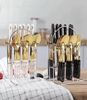 24-Teilig Besteck Set mit Ständer Essgeschirr Edelstahl Gabel Messer Löffel Teelöffel Weiß Bild 3