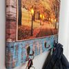 GarPet Schlüsselbrett LED Schlüsselboard Flur Leinwand Holz Schlüssel Brett Halter Garderobe Bild 5