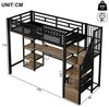 Ulife Hochbett Hochbett mit Schreibtisch, LED & USB (Eisenrahmen, ohne Matratze) Bild 4