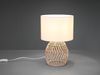 LED Tischleuchte mit Rattan Geflecht & Stoff Lampenschirm Weiß, Höhe 38cm Bild 4
