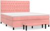 vidaXL Boxspringbett mit Matratze Rosa 180x200 cm Samt 3138042 Bild 2