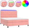 vidaXL Boxspringbett mit Matratze & LED Rosa 160x200 cm Samt 3136316 Bild 2