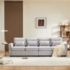 Modernes 4–5-Sitzer Sofa aus Leinen mit hoher Rückenlehne, Aufbewahrungstaschen & Lendenkissen,Komfort,Grau Bild 4