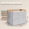 HENNEZ Aufbewahrungskorb 40l kompatibler Korb aus Filz für IKEA KALLAX Regal Box, Korb zur Holz Aufbewahrung klein grau Bild 3