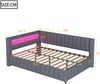 Merax Polsterbett Schlafsofa 140x200, Gepolstertes aus Samtstoff mit LED-Licht und USB-Ladeanschluss, mit Rückenlehne, Kopfteil und stabilem Bettrahmen, dunkelgrau Bild 4