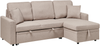 Eckschlafsofa 3-Sitzer NASSJO Kunstleinen Hellbraun mit Stauraum linksseitig Bild 4