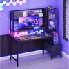 Furnicopia Gamingtisch Gamingtisch Computertisch, Schreibtisch 120/140cm mit LED-Beleuchtung (E-Sport-Tisch Typ I/L mit Monitorhalterung, 2 Schubladen + Glasvitrine, Steckdosen und USB-Anschlüssen, ergonomischer Computertisch, geeignet für Gaming und H... Bild 3