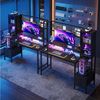 Furnicopia Gamingtisch Gamingtisch Computertisch, Schreibtisch 120/140cm mit LED-Beleuchtung (E-Sport-Tisch Typ I/L mit Monitorhalterung, 2 Schubladen + Glasvitrine, Steckdosen und USB-Anschlüssen, ergonomischer Computertisch, geeignet für Gaming und H... Bild 2