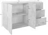 Dmora Kommode Aydee, Küchen-Sideboard mit 2 Türen und 3 Schubladen, Wohnzimmer-Buffet, 100 % Made in Italy, 143 x 44 x 86 cm, glänzendes Weiß, Bild 3