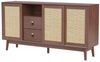 BlingBin Sideboard Kommode (1 St, mit 3 Schiebetüren aus echtem Rattan und 2 Schubladen), 155x38x80 cm, atmungsaktiv, stabil und vielseitig Bild 4