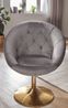 Loungesessel Samt Grau / Gold Design Drehstuhl, Clubsessel Polsterstuhl mit Rückenlehne, Drehsessel Cocktailsessel Lounge, Sessel mit Stoffbezug Bild 5