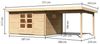 Blockbohlengartenhaus Trittau 5 - 669x297 cm mit Anbaudach 3,30 m, 38 mm Holz naturbelassen, Karibu Bild 2