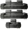 M-Punkt24 Polstergarnitur Sofa Wohnlandschaft DUBAI, (3-3-1, mit Bettfunktion, XL Sofa-Set, Bigsofa, Samt, Anthrazit, Grau), Bestehend aus 3-Sitzer mit Bettfunktion, Sessel Bild 2
