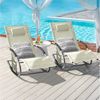 SoBuy Gartenliege OGS28x2, 2-er Set Swingliege Schaukelliege Sonnenliege Liegestuhl mit Tasche Bild 2