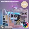 Hochbett mit RGB LED-Streifen, Schreibtisch, Treppe, Regal, Wandgitter, USB, Type-C, 140x200cm, Kinderbett, Metallbett Bild 4