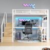 Hochbett mit RGB LED-Streifen, Schreibtisch, Treppe, Regal, Wandgitter, USB, Type-C, 140x200cm, Kinderbett, Metallbett Bild 3