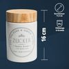 KHG Vorratsdose für Zucker aus Steinzeug mit Akazienholz‑Deckel – im Landhausstil, Steingut, Aufbewahrungsdose für Zucker, schützt Aroma da luftdicht verschließbar Bild 3