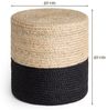 Hanse Home Jutta Jute Pouf - Natürlicher Sitz-Pouf aus Jute, Zylindrische Form im Boho Look, Hocker, Ottoman, Sitzhocker, Sitzkissen für Wohnzimmer, Esszimmer, Flur - Natur Gold Schwarz, 40 x 40 x 40 Bild 4