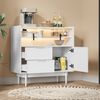 Aufbewahrungsschrank 80 cm breit aus MDF in Weiß mit Glasschiebetüren, Schublade und LED-Lichtleiste Bild 3